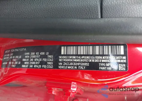 2017 Jeep Renegade Trailhawk 4X4 from USA, damaged, VIN ZACCJBCB2HPG00852